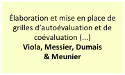 Élaboration et mise en place de grilles d’autoévaluation et de coévaluation (...)
Viola, Messier, Dumais  & Meunier