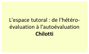 L'espace tutoral : de l'hétéro-évaluation à l'autoévaluation
Chilotti