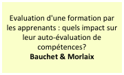 Evaluation d'une formation par les apprenants : quels impact sur leur auto-évaluation de compétences?
Bauchet & Morlaix  